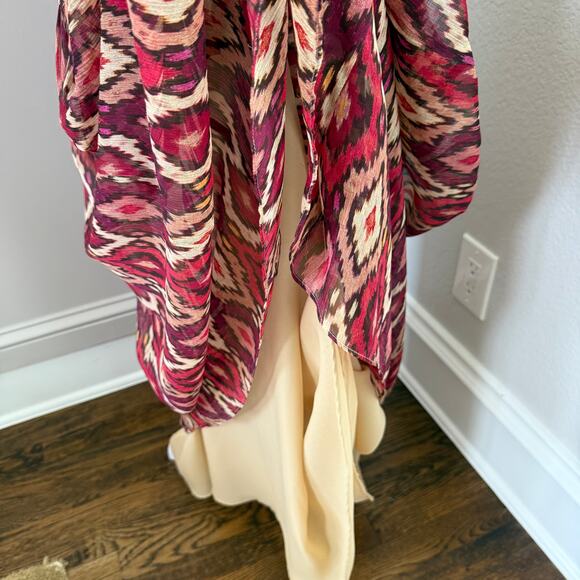 Valerie Stevens 100% Silk Maxi Skirt Sz 16 Ikat Print Fall Boho Lined Long Skirt - Picture 3 of 7